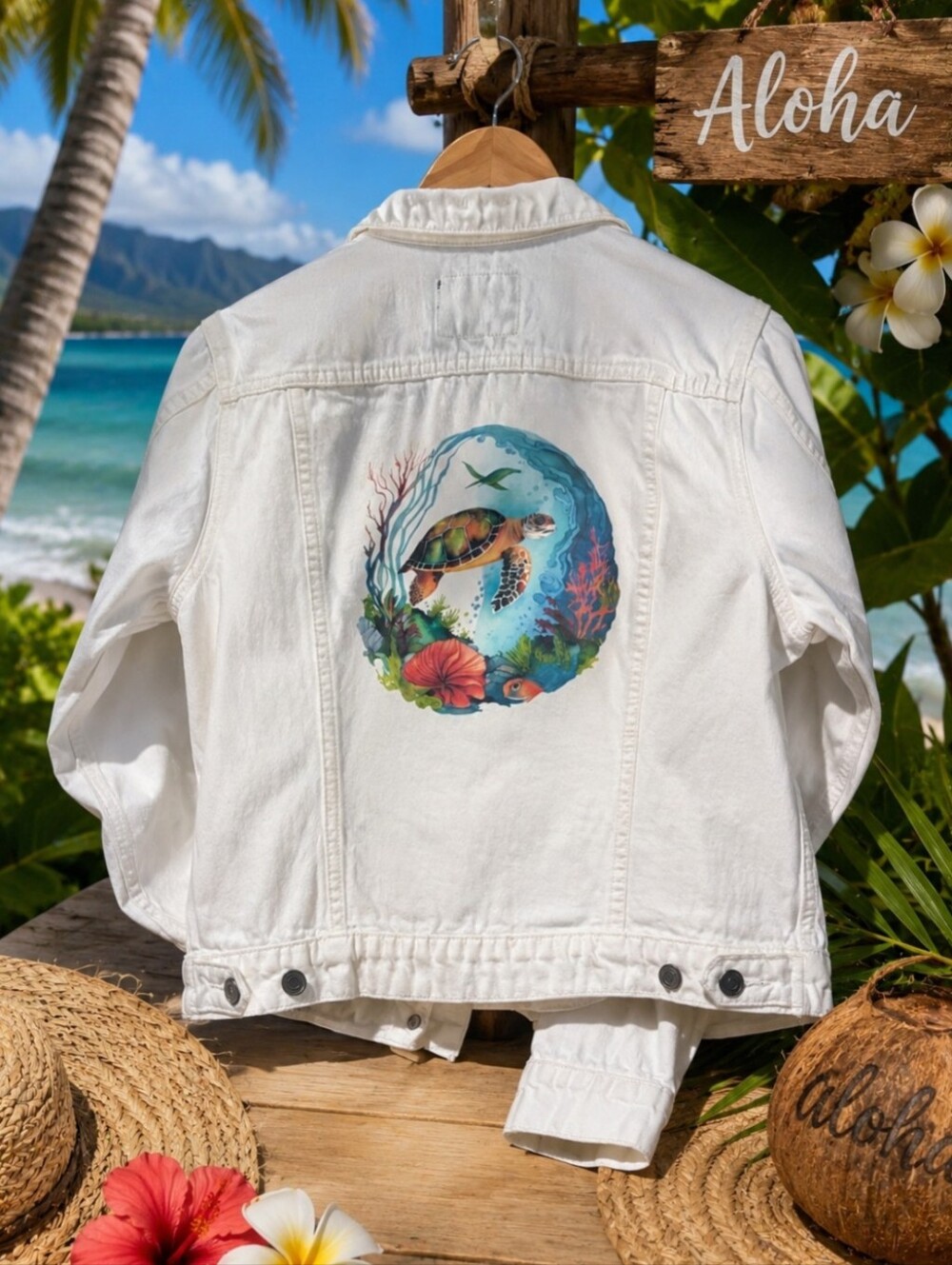 Lucky Brand | Medium| Bird & Blossom Boutique | Upcycled Sea Turtle Denim Jacket